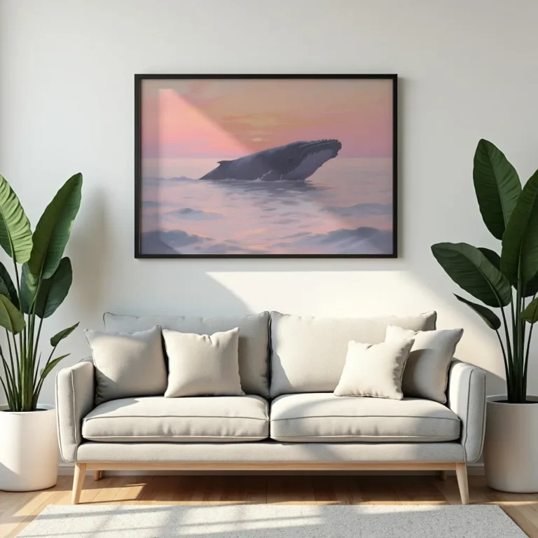 Calm Whale Sunset Ocean Relaxing Wall Art