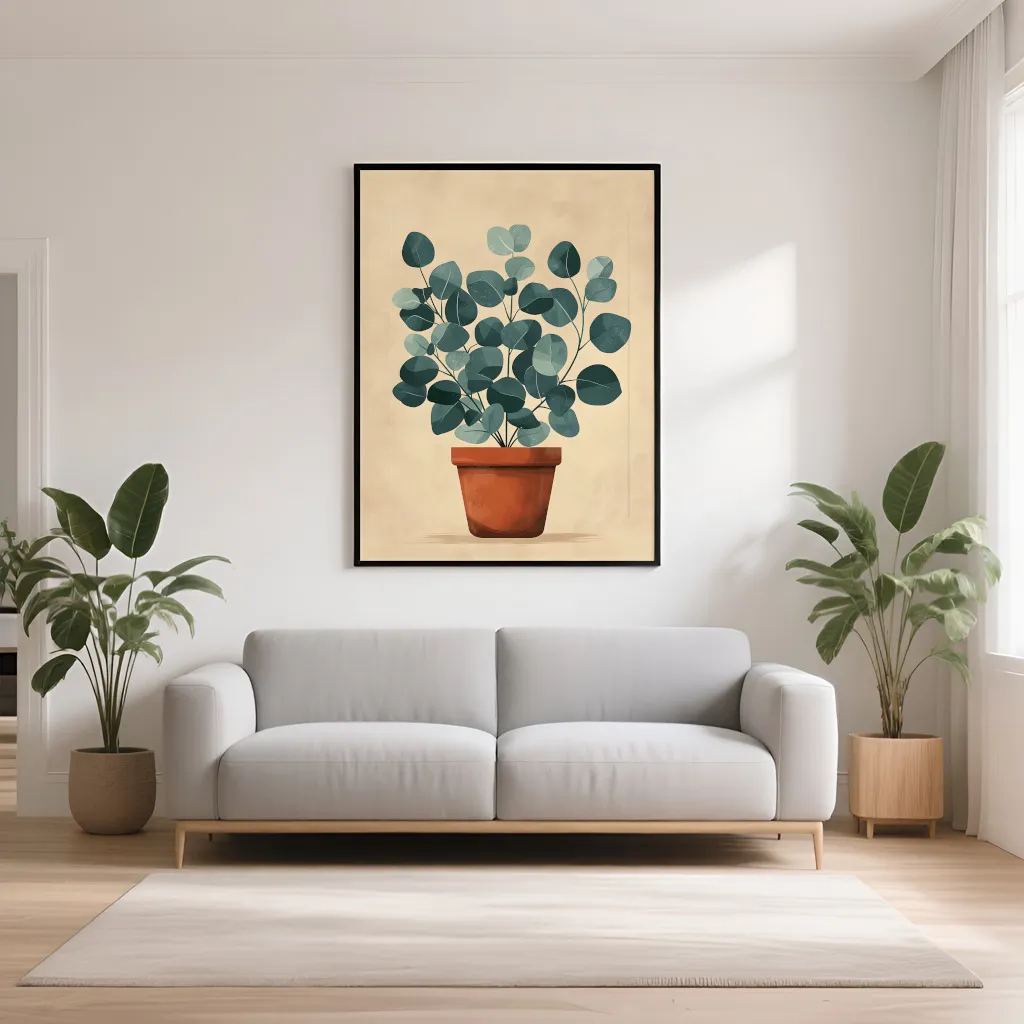PixuPrint Cute Illustration Eucalyptus Plant Terrace Boho