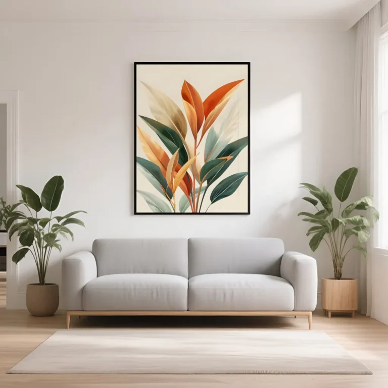 Boho Symmetrical Tropical Leaves Print