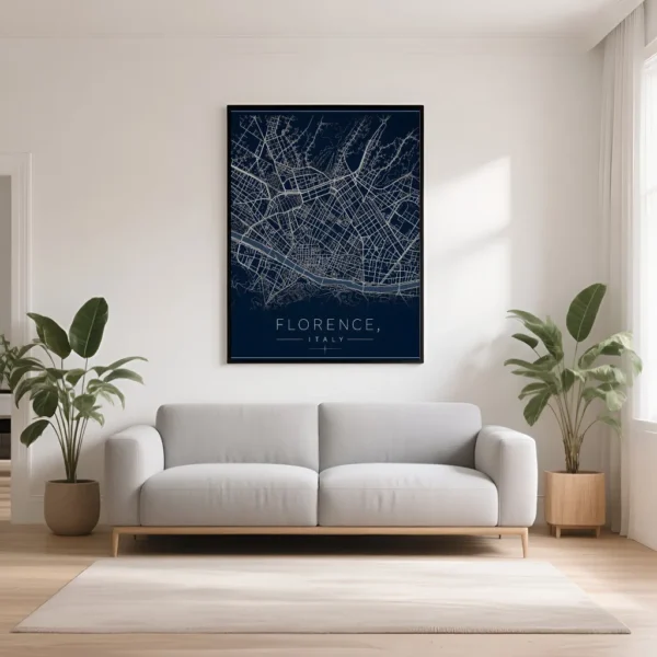 PixuPrint Florence Midnight Blue Map Print