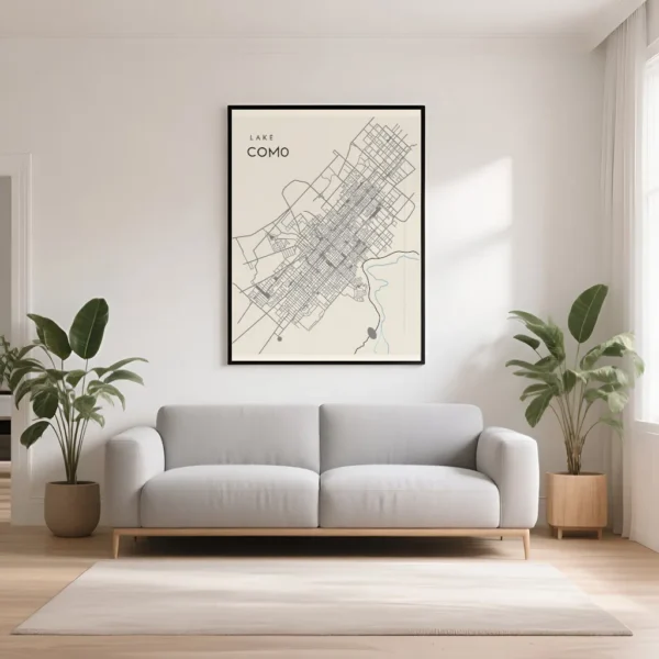 PixuPrint Lake Como Minimal Map Print