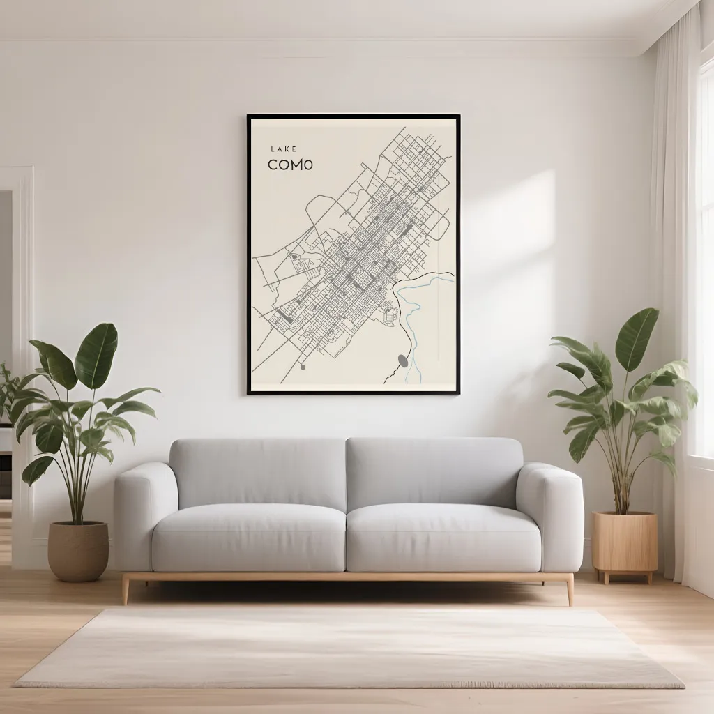 PixuPrint Lake Como Minimal Map Print