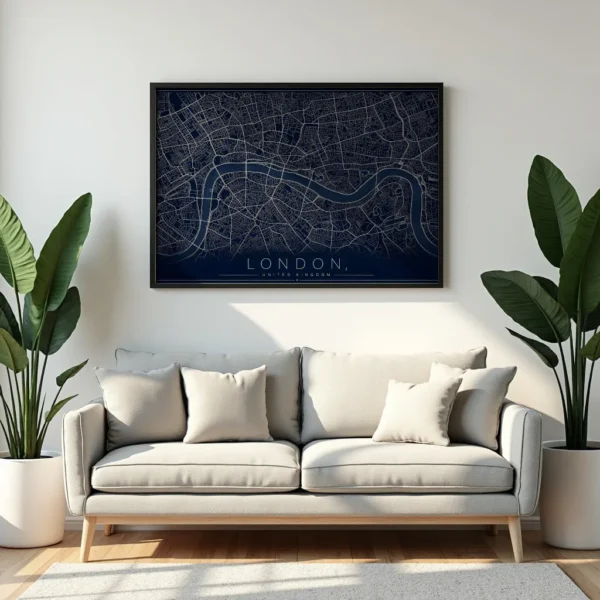 PixuPrint London Midnight Blue Map Print