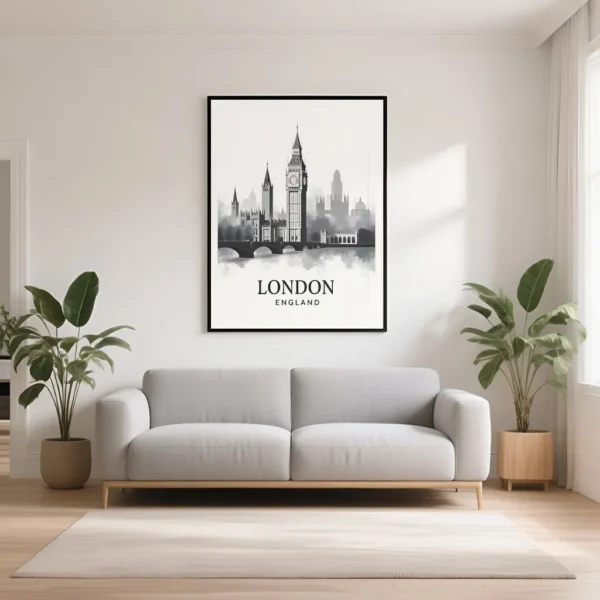 PixuPrint London Monochrome Skyline Print
