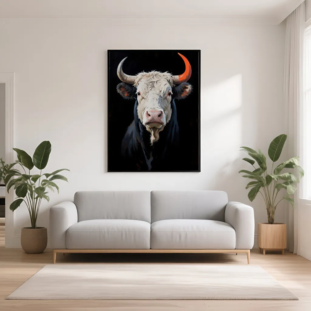 PixuPrint Long Horn Cow Portrait