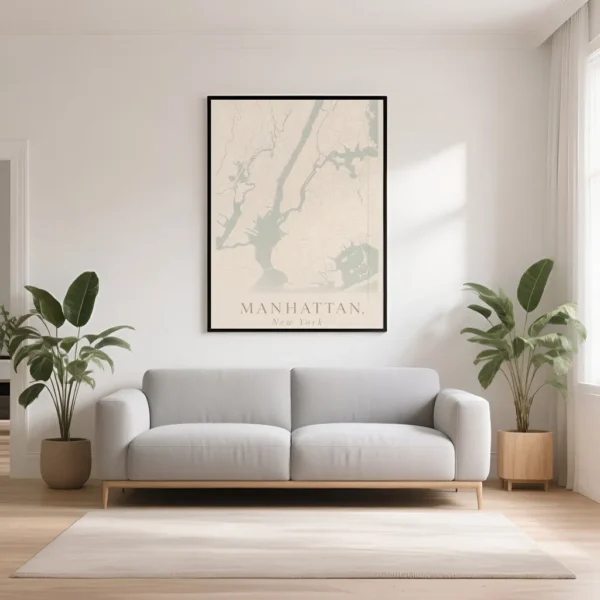 PixuPrint Manhattan Minimal Map Print
