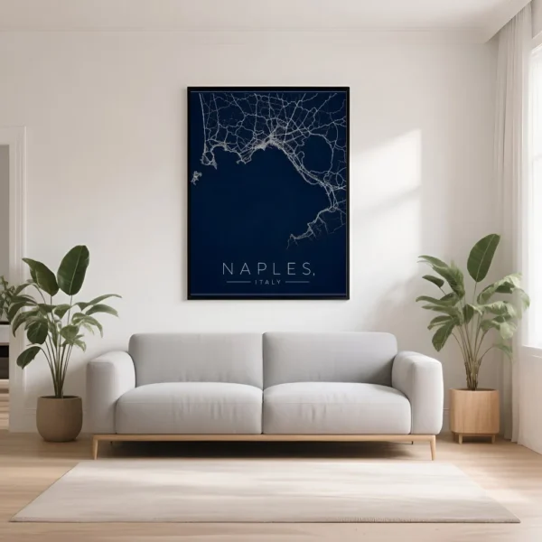 PixuPrint Naples Midnight Blue Map Print