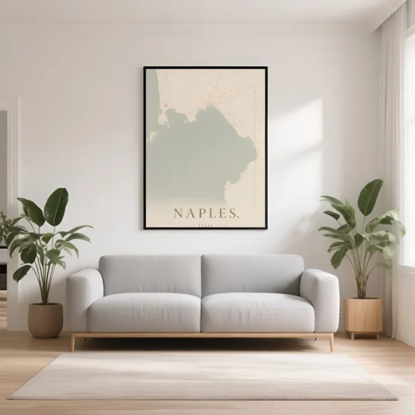 PixuPrint Naples Neutral Map Print