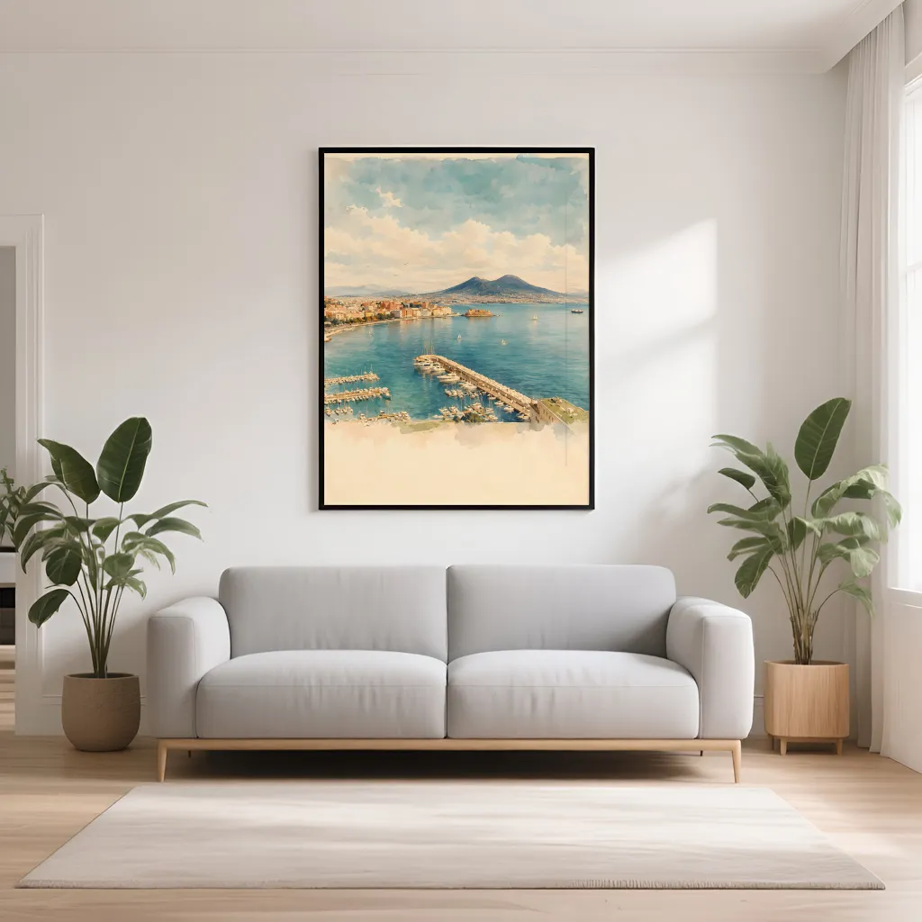 PixuPrint Naples Watercolor Travel Print