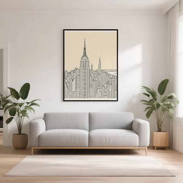 PixuPrint New York Skyline Line Art