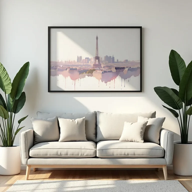 Stampa skyline Parigi pastel elegante minimal