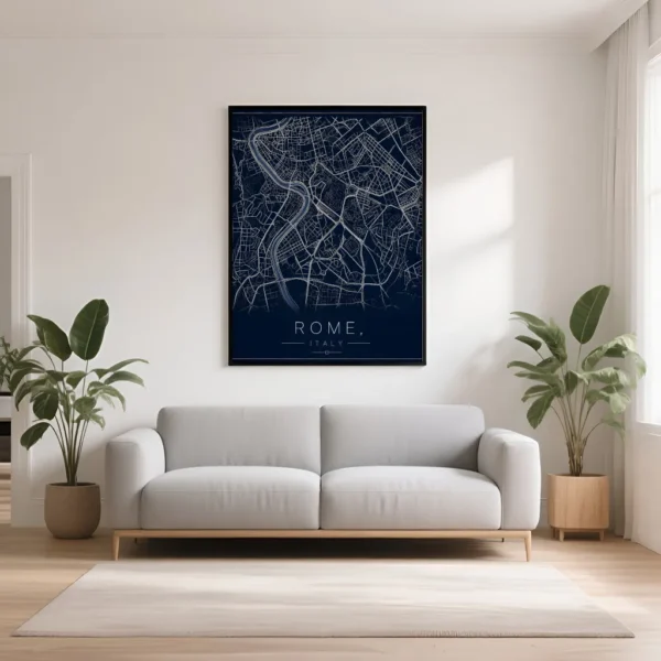 PixuPrint Rome Midnight Blue Map Print