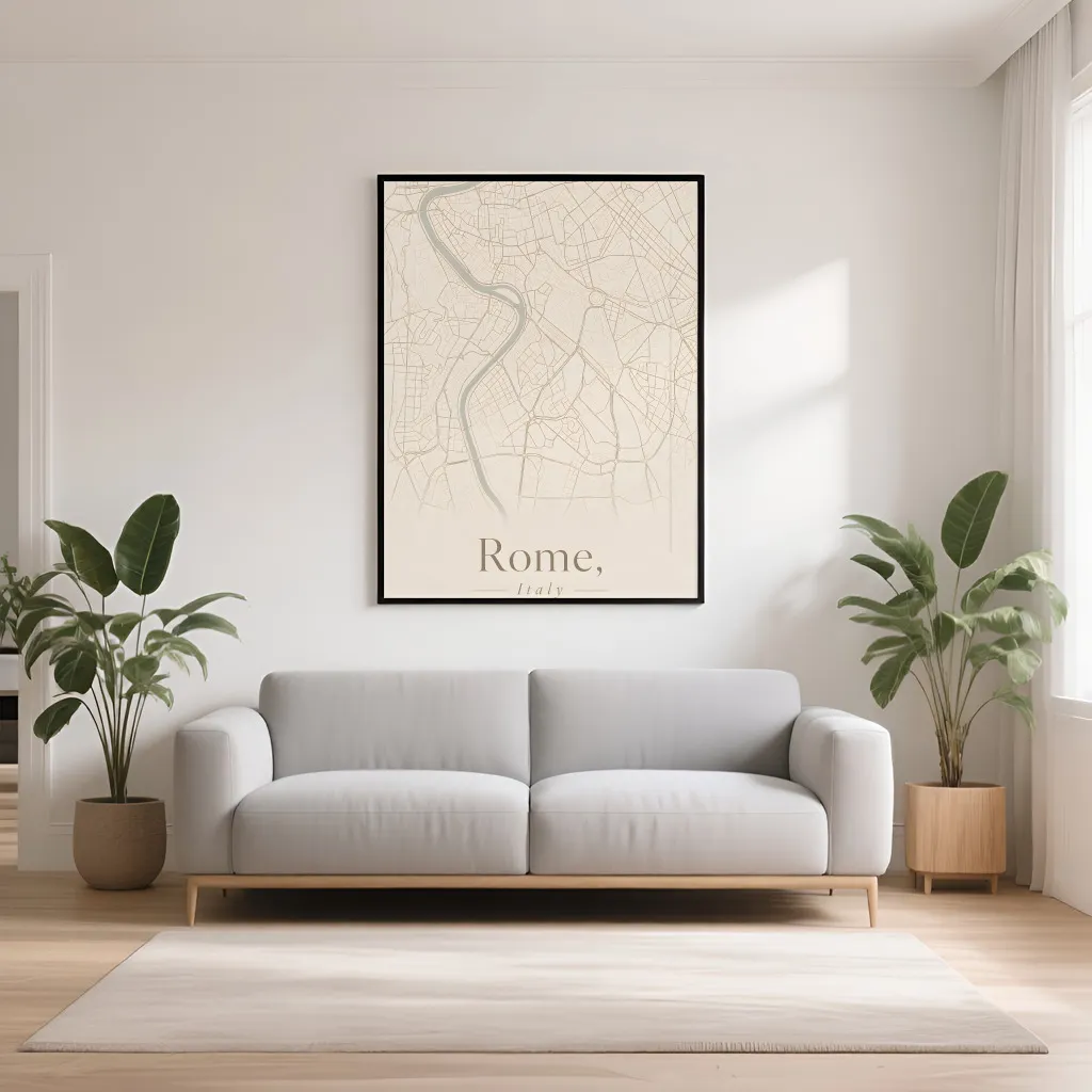 PixuPrint Rome Neutral Map Print
