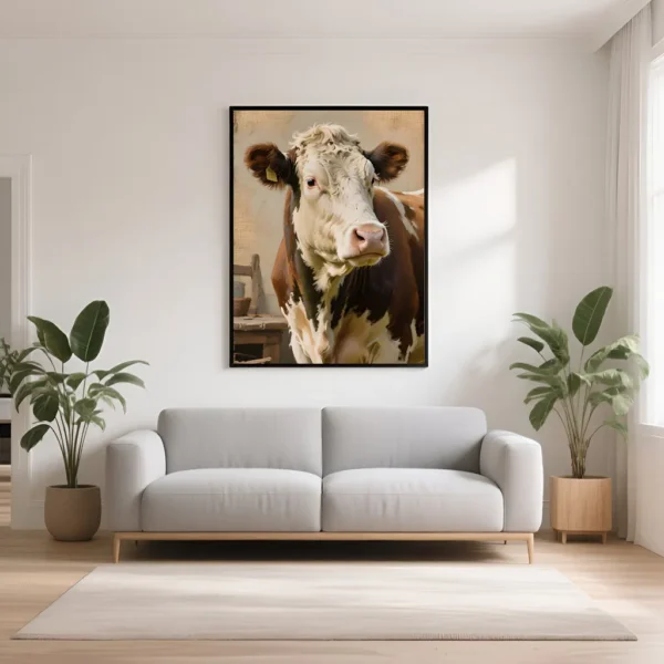 PixuPrint Rustic Farm Cow Portrait