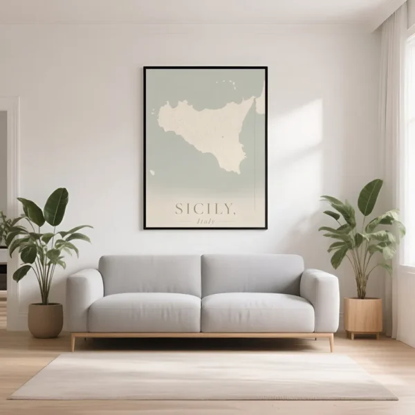 PixuPrint Sicily Minimal Map Print