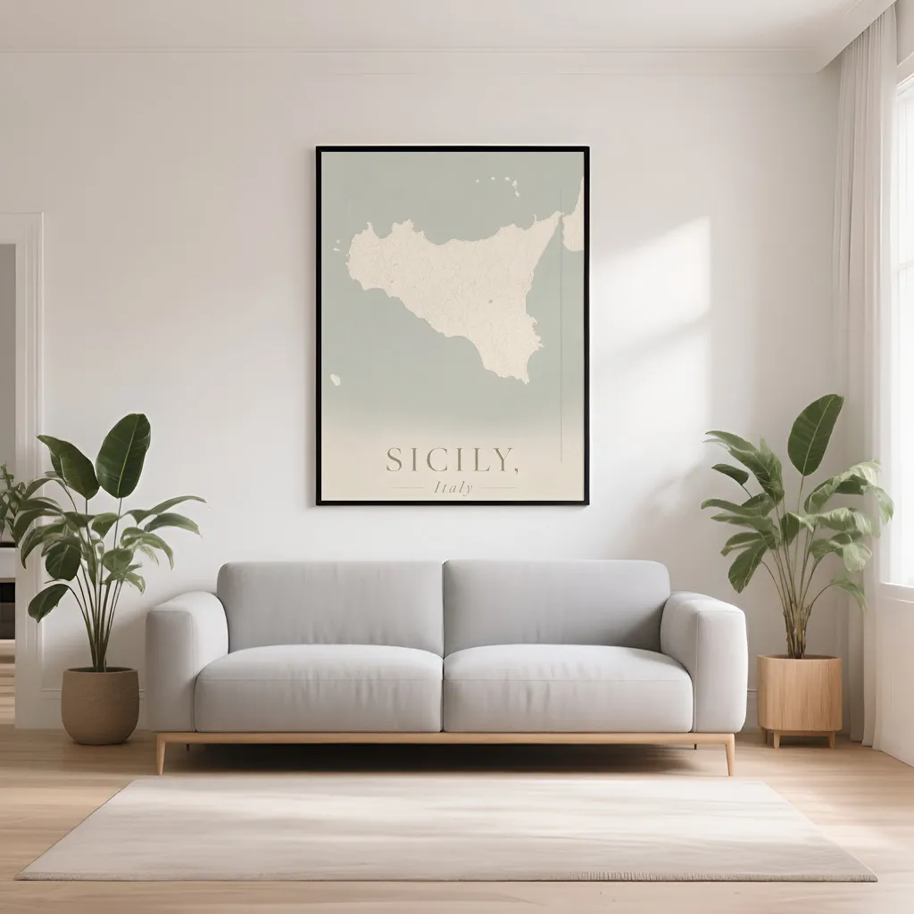 PixuPrint Sicily Minimal Map Print