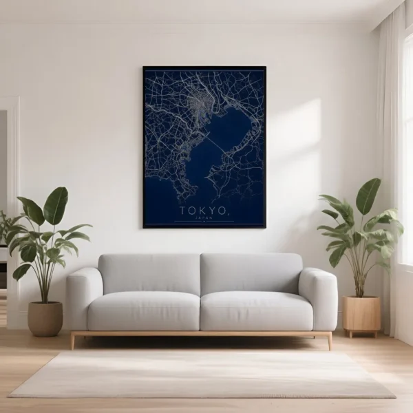 PixuPrint Tokyo Midnight Blue Map Print