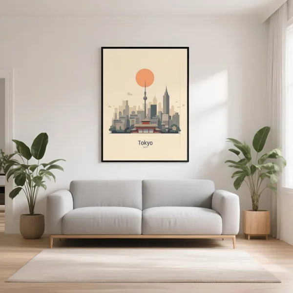 PixuPrint Tokyo Minimal Skyline Poster