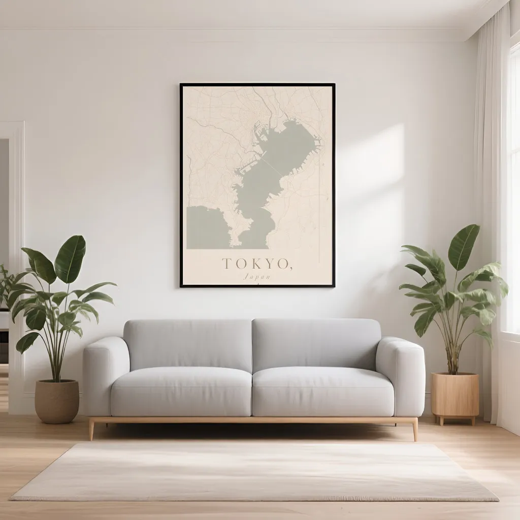 PixuPrint Tokyo Neutral Map Print