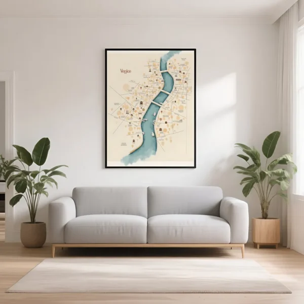 PixuPrint Venice Illustrated Map Print