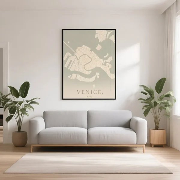 PixuPrint Venice Neutral Map Print