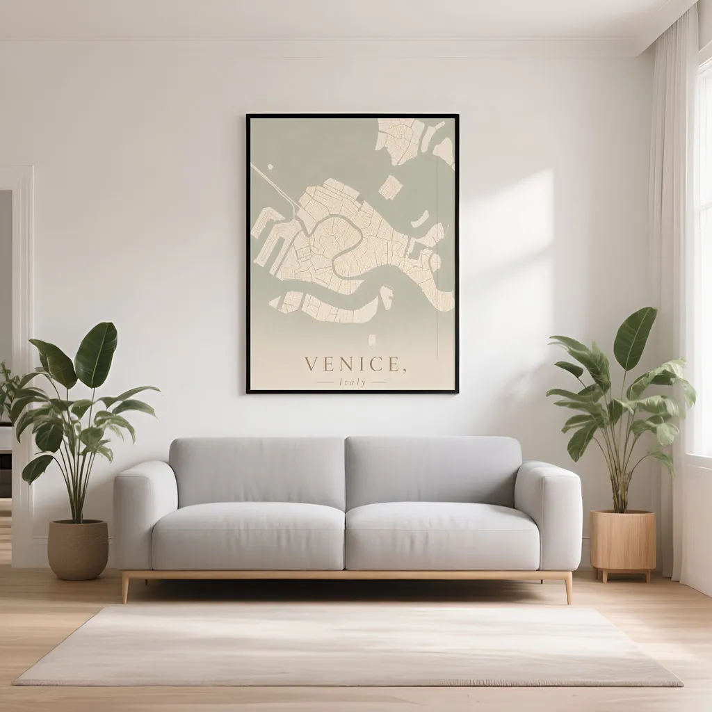 PixuPrint Venice Neutral Map Print