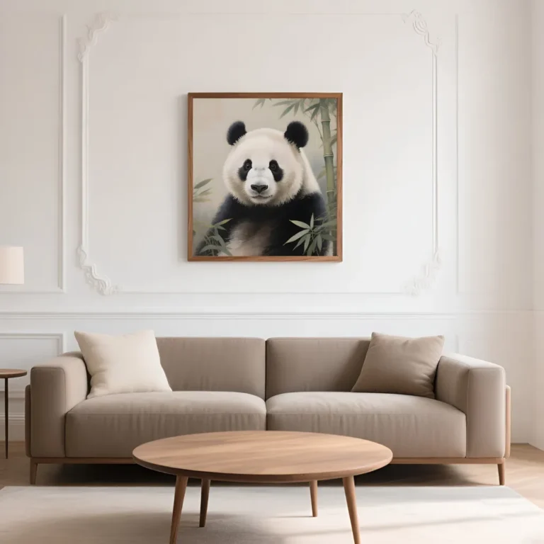 Stampa panda zen natura bambù stile rilassante