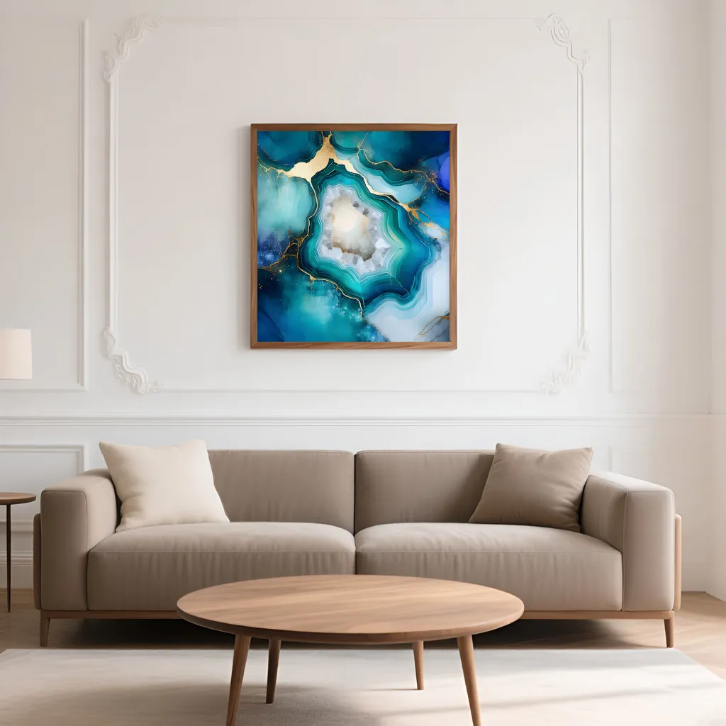 PixuPrint Abstract geode blue green gold