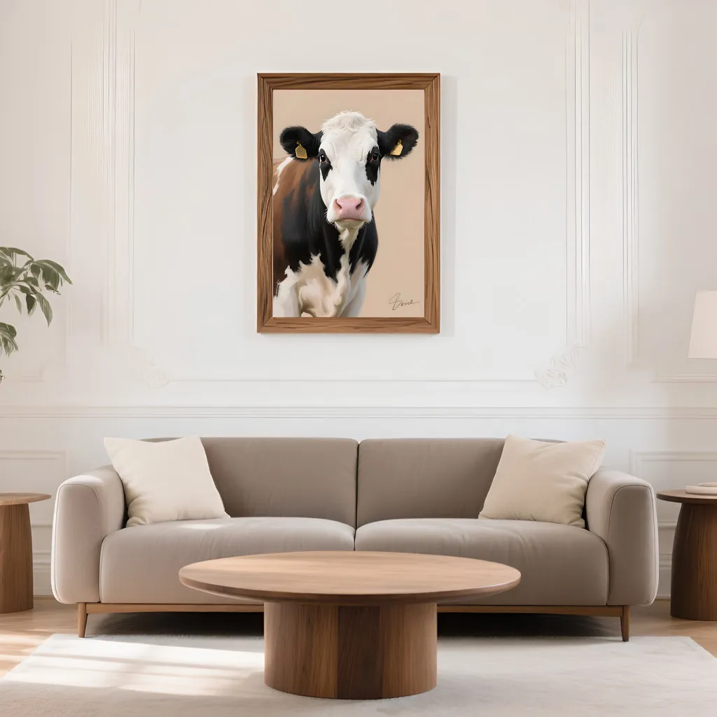 PixuPrint Black And White Cow Portrait