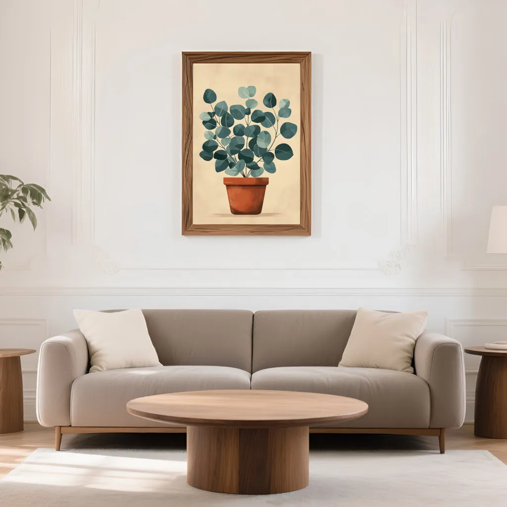 PixuPrint Cute Illustration Eucalyptus Plant Terrace Boho