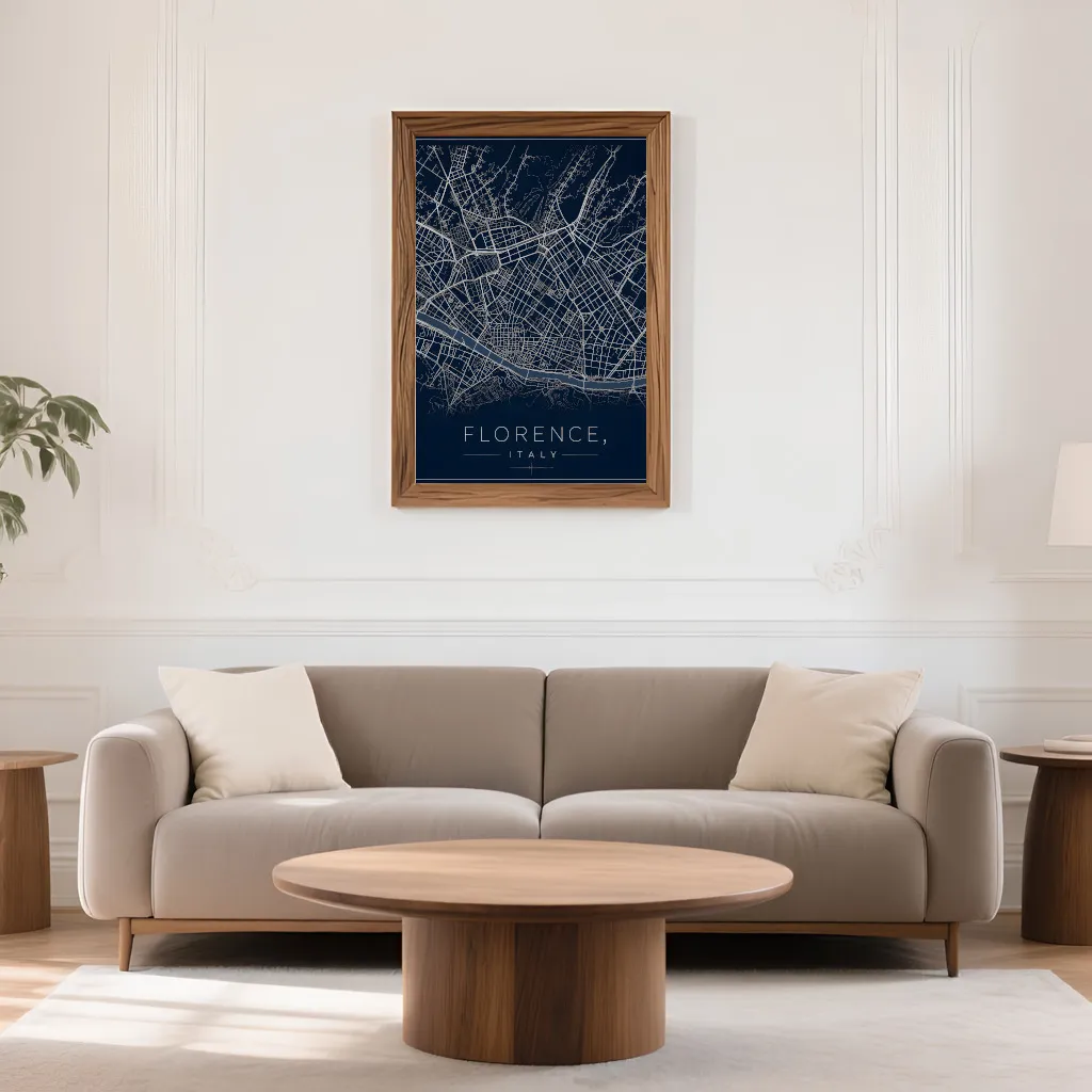 PixuPrint Florence Midnight Blue Map Print