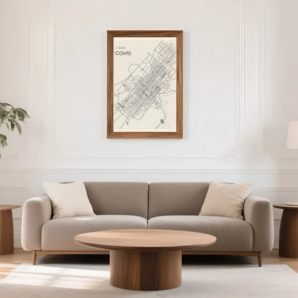 PixuPrint Lake Como Minimal Map Print