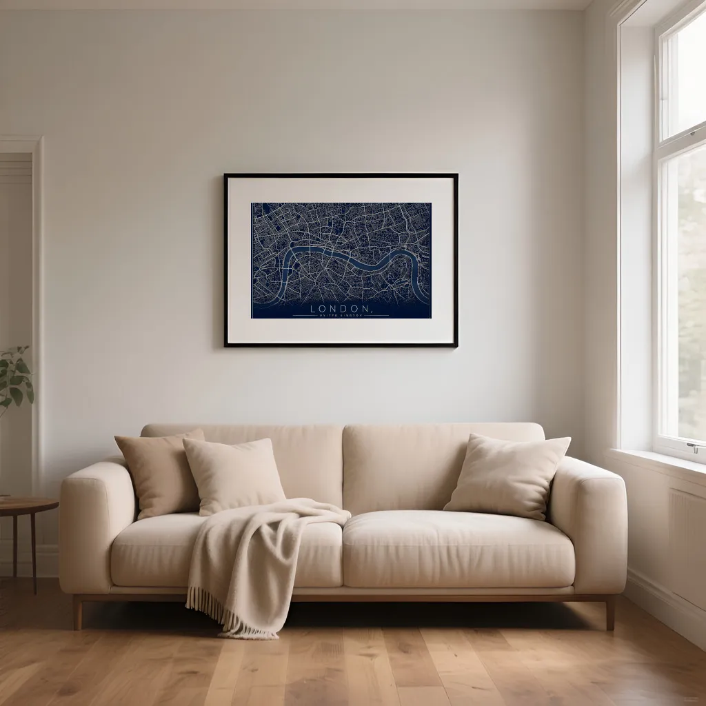 PixuPrint London Midnight Blue Map Print