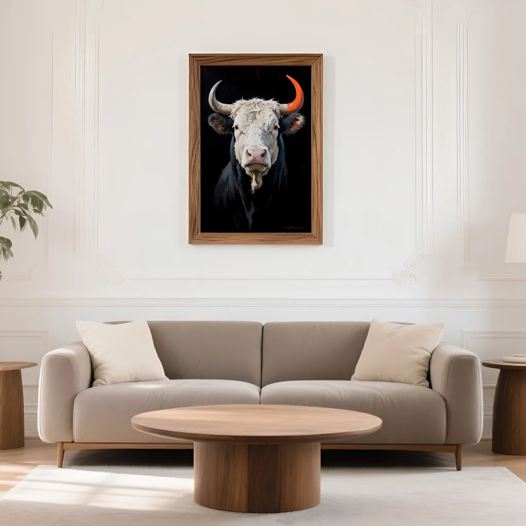 PixuPrint Long Horn Cow Portrait