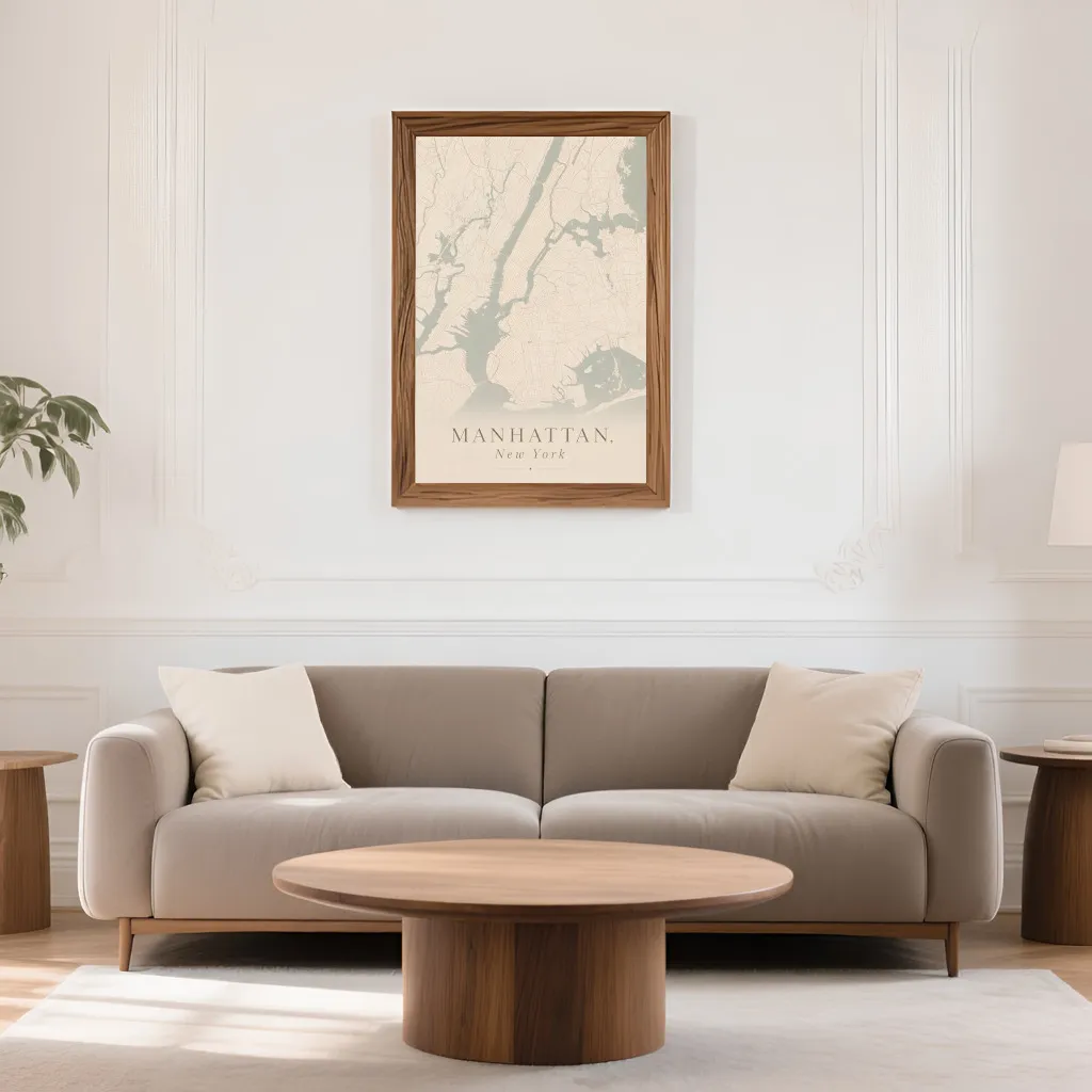 PixuPrint Manhattan Neutral Map Print