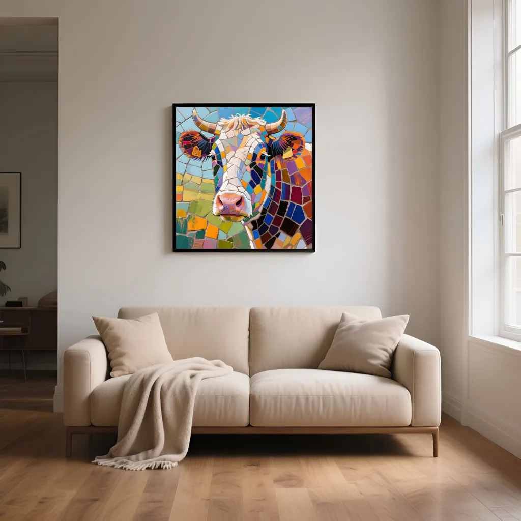 PixuPrint Mosaic Cow Portrait