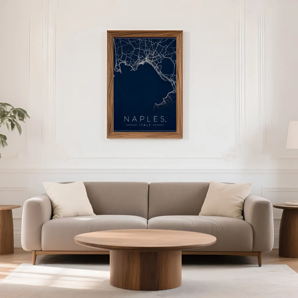 PixuPrint Naples Midnight Blue Map Print