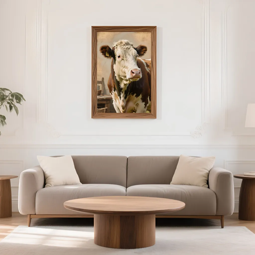 PixuPrint Rustic Farm Cow Portrait