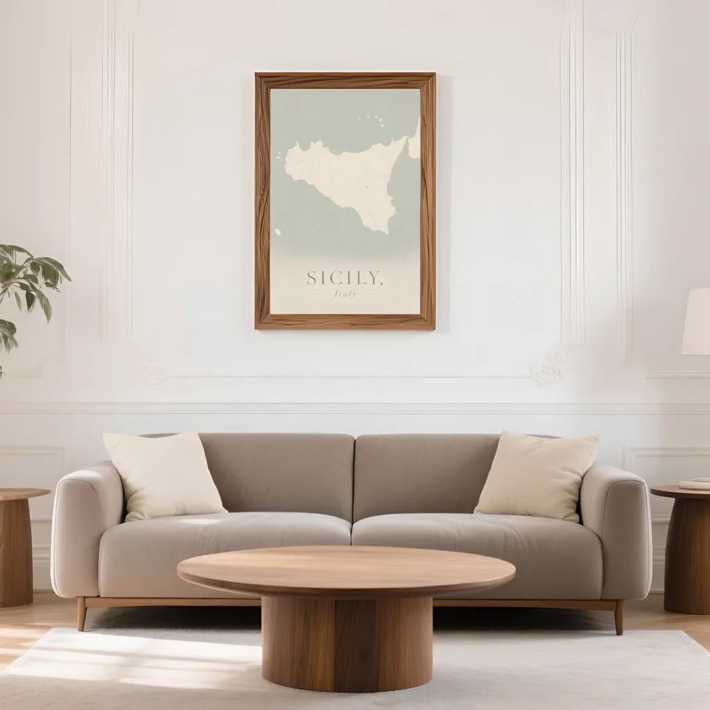 PixuPrint Sicily Minimal Map Print