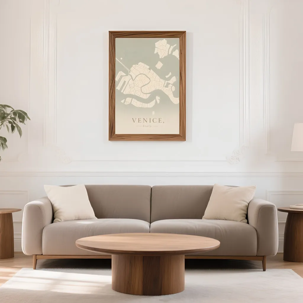PixuPrint Venice Neutral Map Print