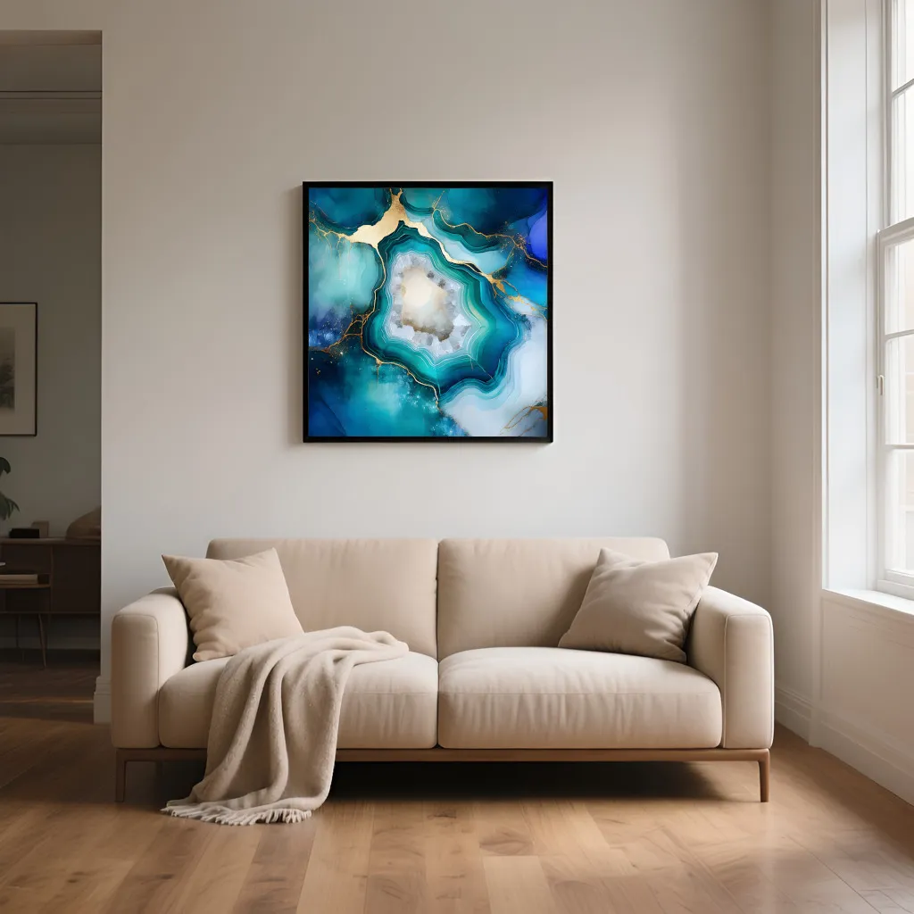 PixuPrint Abstract geode blue green gold