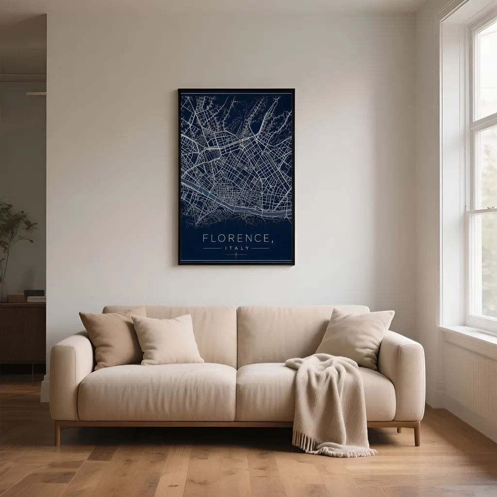 PixuPrint Florence Midnight Blue Map Print