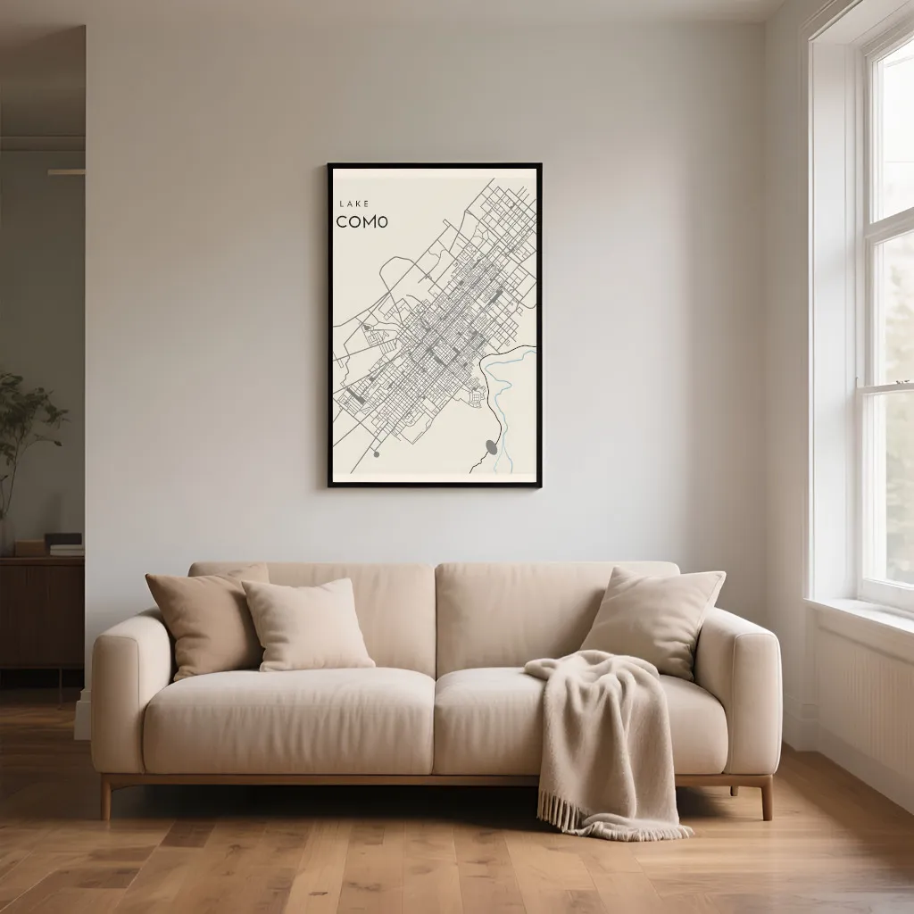 PixuPrint Lake Como Minimal Map Print