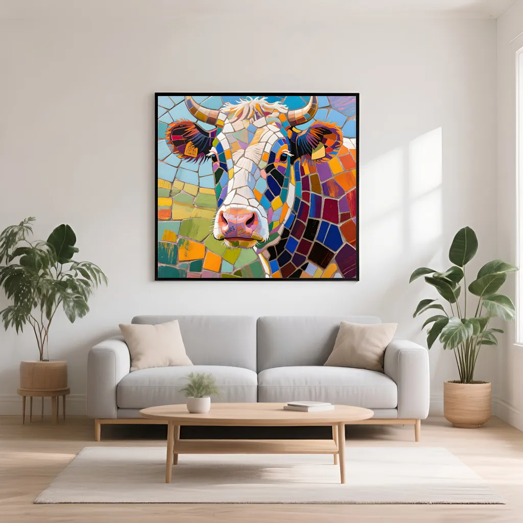 PixuPrint Mosaic Cow Portrait