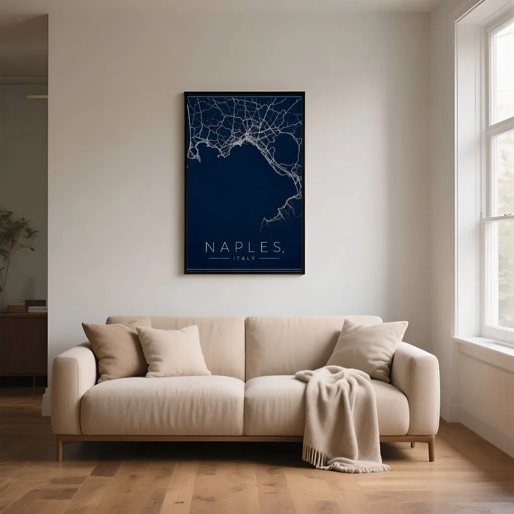 PixuPrint Naples Midnight Blue Map Print
