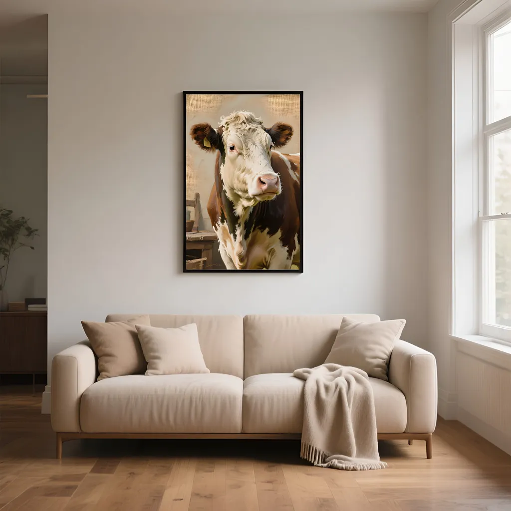 PixuPrint Rustic Farm Cow Portrait