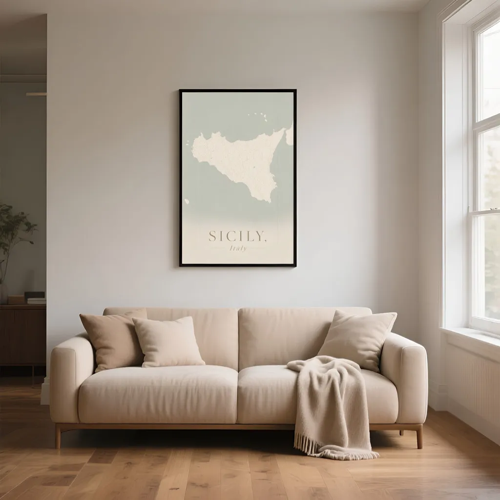 PixuPrint Sicily Minimal Map Print