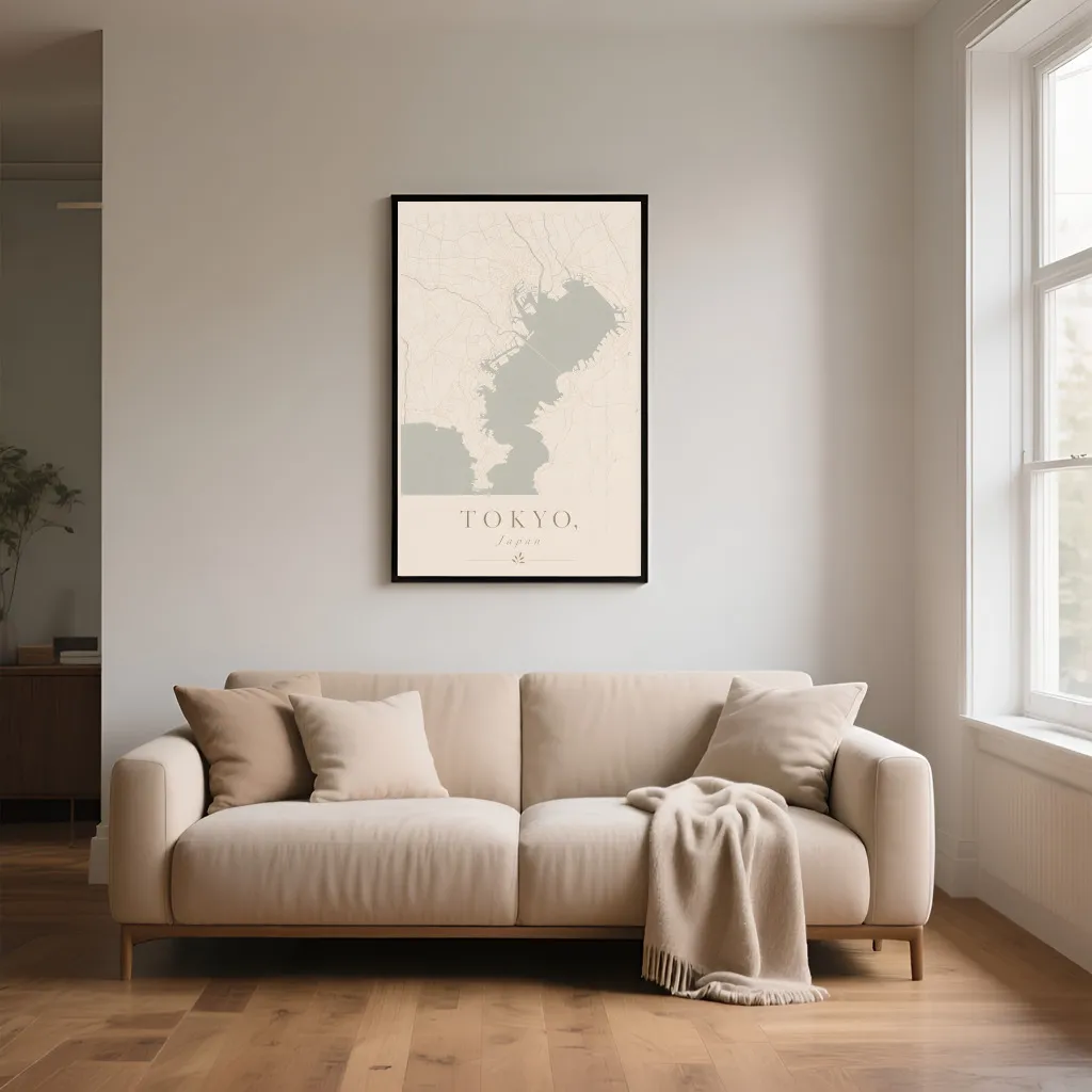 PixuPrint Tokyo Neutral Map Print