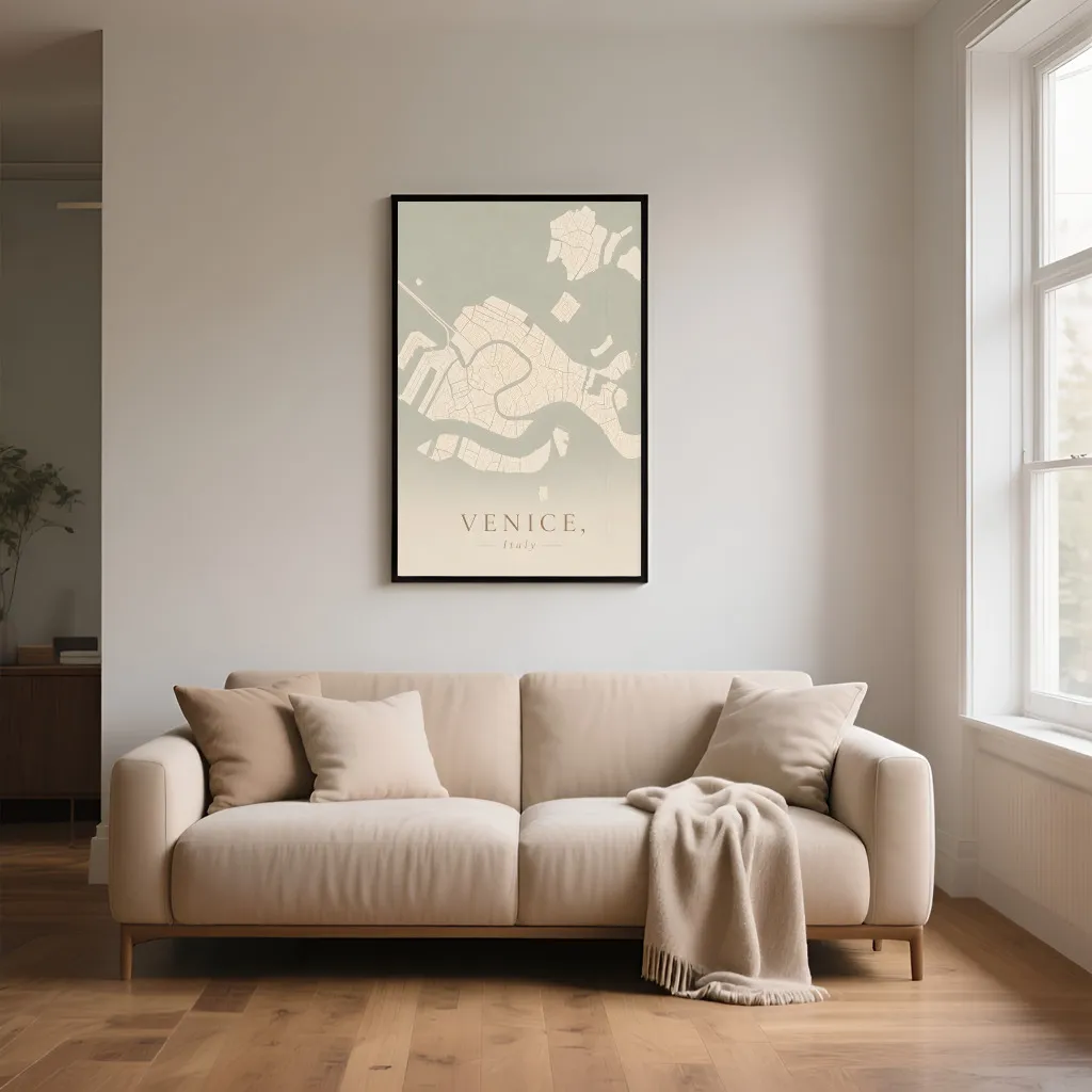 PixuPrint Venice Neutral Map Print