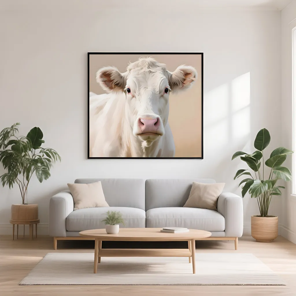 PixuPrint White Cow Portrait